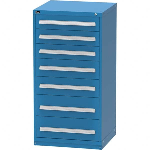 Vidmar - 7 Drawer Bright Blue Steel Modular Storage Cabinet - Makers Industrial Supply