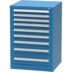 Vidmar - 9 Drawer Bright Blue Steel Modular Storage Cabinet - Makers Industrial Supply