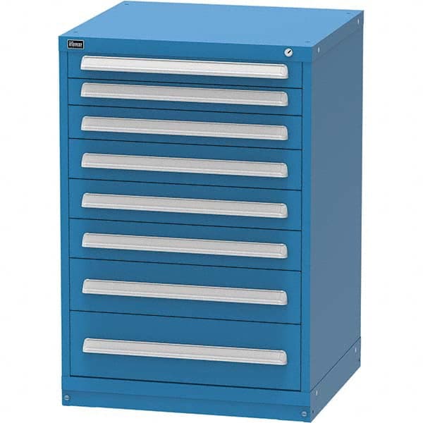 Vidmar - 8 Drawer Bright Blue Steel Modular Storage Cabinet - Makers Industrial Supply