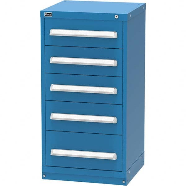 Vidmar - 5 Drawer Bright Blue Steel Modular Storage Cabinet - Makers Industrial Supply