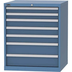 LISTA - 7 Drawer, 45 Compartment Bright Blue Steel Modular Storage Cabinet - Makers Industrial Supply