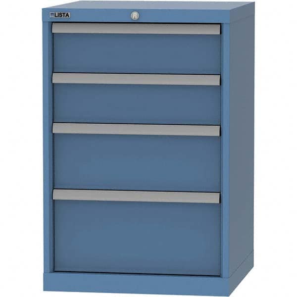 LISTA - 4 Drawer, 84 Compartment Bright Blue Steel Modular Storage Cabinet - Makers Industrial Supply