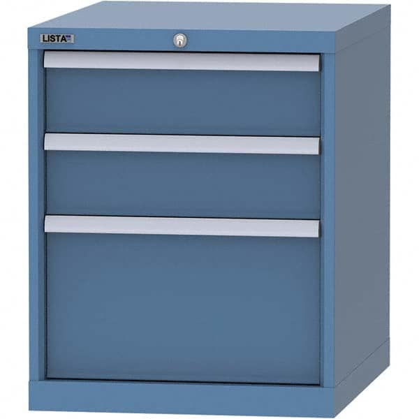 LISTA - 3 Drawer, 99 Compartment Bright Blue Steel Modular Storage Cabinet - Makers Industrial Supply