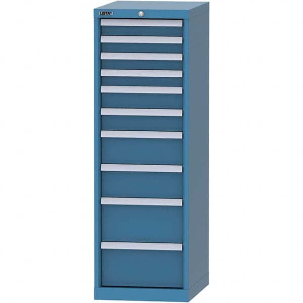 LISTA - 10 Drawer, 216 Compartment Bright Blue Steel Modular Storage Cabinet - Makers Industrial Supply