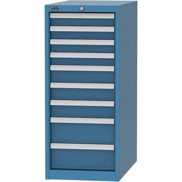 LISTA - 9 Drawer, 45 Compartment Bright Blue Steel Modular Storage Cabinet - Makers Industrial Supply