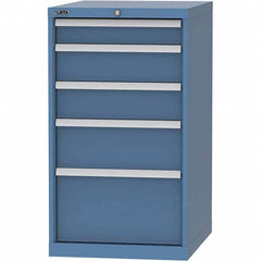 LISTA - 5 Drawer, 99 Compartment Bright Blue Steel Modular Storage Cabinet - Makers Industrial Supply