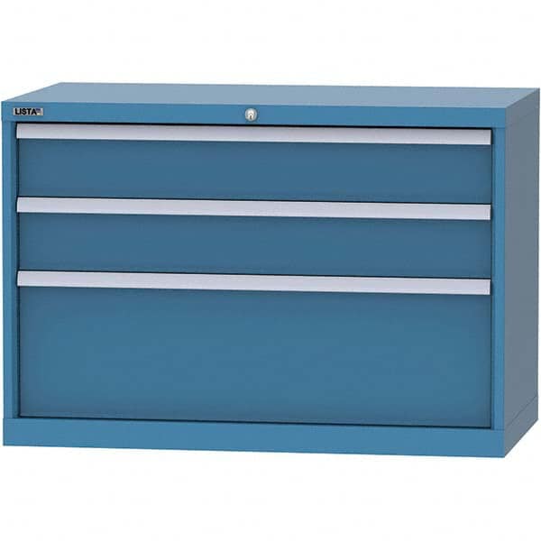 LISTA - 3 Drawer, 84 Compartment Bright Blue Steel Modular Storage Cabinet - Makers Industrial Supply