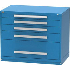 Vidmar - 5 Drawer, 344 Compartment Bright Blue Steel Modular Storage Cabinet - Makers Industrial Supply