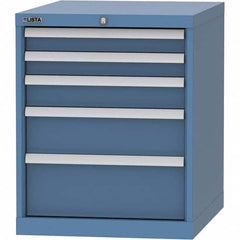 LISTA - 5 Drawer, 99 Compartment Bright Blue Steel Modular Storage Cabinet - Makers Industrial Supply