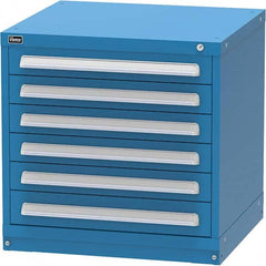 Vidmar - 6 Drawer Bright Blue Steel Modular Storage Cabinet - Makers Industrial Supply