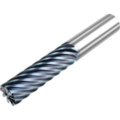 Corner Radius End Mill: 3/4″ Dia, 1-5/8″ LOC, 0.06″ Radius, 9 Flutes, Solid Carbide 4″ OAL, 3/4″ Shank Dia, 38 ° Helix, HTA Coated, Corner Radius End, Series S938