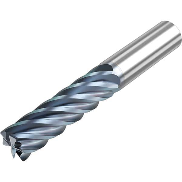 Corner Radius End Mill: 5/8″ Dia, 2″ LOC, 0.03″ Radius, 6 Flutes, Solid Carbide 4″ OAL, 5/8″ Shank Dia, 38 ° Helix, HTA Coated, Corner Radius End, Series S638