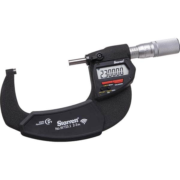 Starrett - Electronic Outside Micrometers Minimum Measurement (Decimal Inch): 2 Minimum Measurement (mm): 50 - Makers Industrial Supply