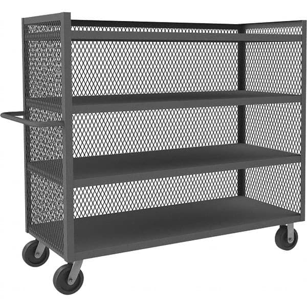 Durham - 3,000 Lb Capacity 4-Shelf 3-Sided Mesh Truck - Makers Industrial Supply