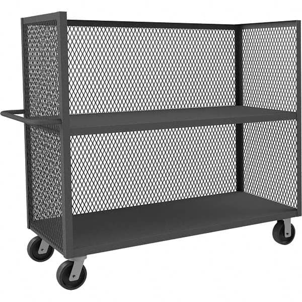 Durham - 3,000 Lb Capacity 2-Shelf 3-Sided Mesh Truck - Makers Industrial Supply