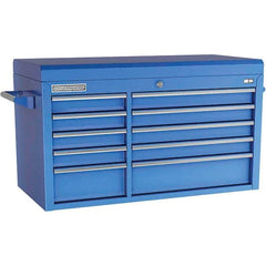 Tool Storage Combos & Systems; Type: Top Chest Tool Storage; Drawers Range: 10 - 15 Drawers; Number of Pieces: 1; Width Range: 36″ - 47.9″; Depth Range: 18″ and Deeper; Height Range: Less than 24″; Color: Blue; Number of Drawers: 10; Chest One Depth (Inch