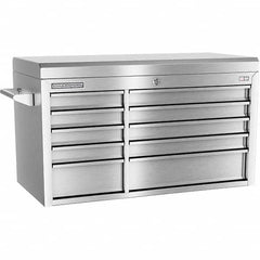 Tool Storage Combos & Systems; Type: Top Chest Tool Storage; Drawers Range: 10 - 15 Drawers; Number of Pieces: 1; Width Range: 36″ - 47.9″; Depth Range: 18″ and Deeper; Height Range: Less than 24″; Color: Silver; Number of Drawers: 10; Chest One Depth (In