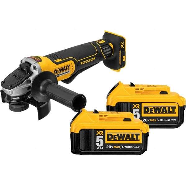 DeWALT - 4-1/2" Wheel Diam, 9,000 RPM, Cordless Angle & Disc Grinder - 5/8-11 Spindle, 20 Volts - Makers Industrial Supply