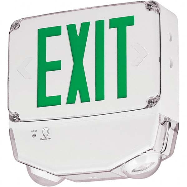 Hubbell Lighting - Illuminated Exit Signs Number of Faces: 2 Letter Color: Green - Makers Industrial Supply