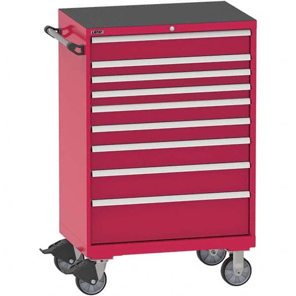 Steel Tool Roller Cabinet: 9 Drawers Red