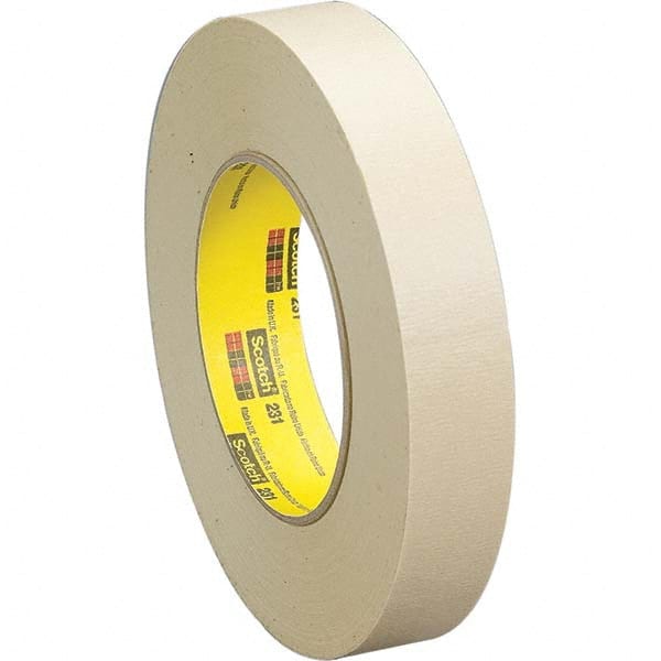 3M - 3-1/4" Wide x 60 Yd Long x 7.6 mil Tan Crepe Paper Masking Tape - Makers Industrial Supply