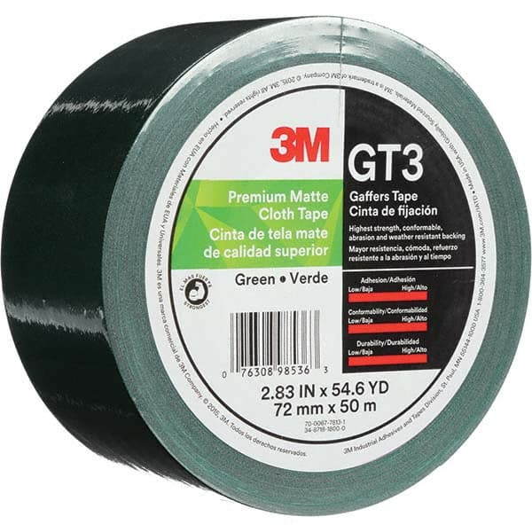 3M - 50m x 72mm x 11 mil Green Cotton Cloth Gaffers Tape - Makers Industrial Supply