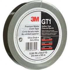 3M - 50m x 24mm x 11 mil Olive Green Cotton Cloth Gaffers Tape - Makers Industrial Supply