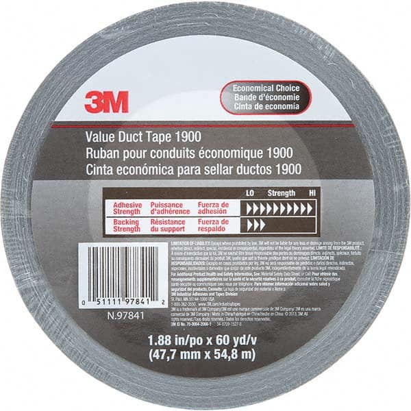 3M - 60 Yd x 1.88" x 5.8 mil Silver Polyethylene Cloth Duct Tape - Makers Industrial Supply