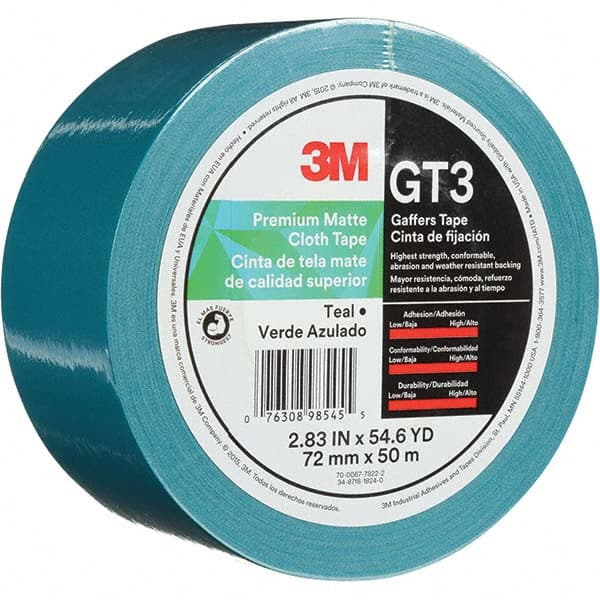 3M - 50m x 72mm x 11 mil Teal Cotton Cloth Gaffers Tape - Makers Industrial Supply