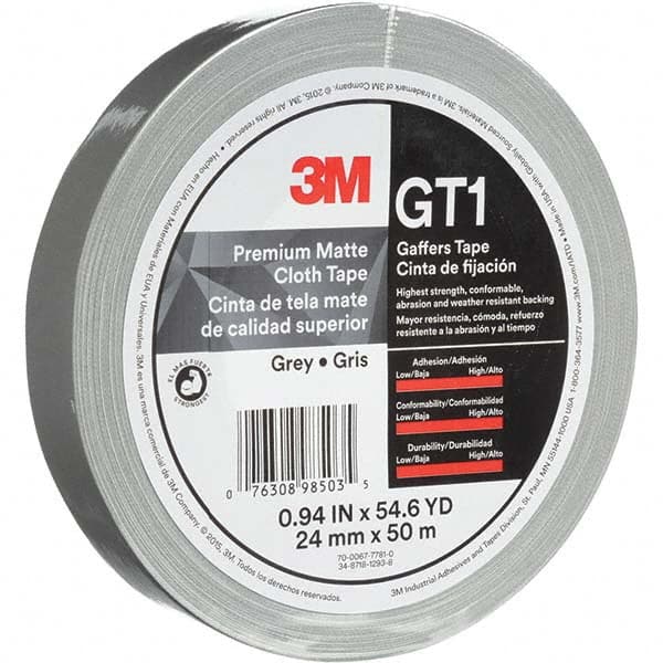 3M - 50m x 24mm x 11 mil Gray Cotton Cloth Gaffers Tape - Makers Industrial Supply