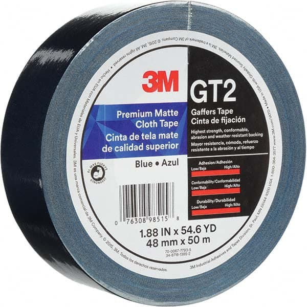 3M - 50m x 48mm x 11 mil Blue Cotton Cloth Gaffers Tape - Makers Industrial Supply