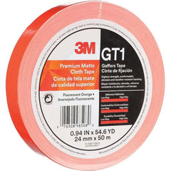 3M - 50m x 24mm x 11 mil Fluorescent Orange Cotton Cloth Gaffers Tape - Makers Industrial Supply