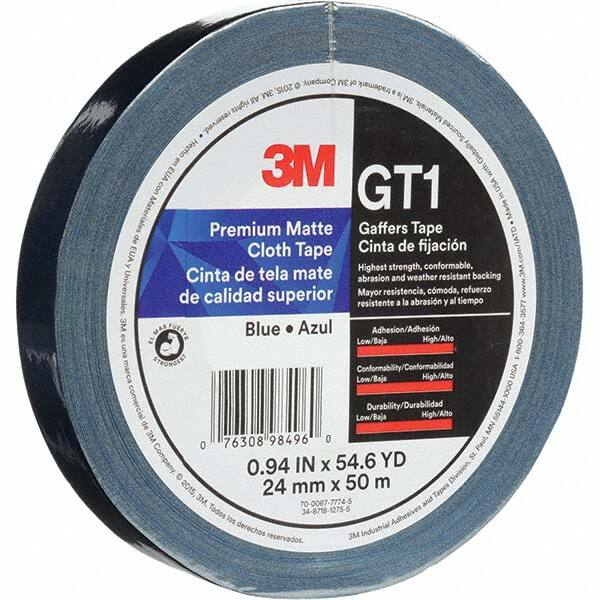 3M - 50m x 24mm x 11 mil Blue Cotton Cloth Gaffers Tape - Makers Industrial Supply