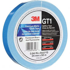 3M - 50m x 24mm x 11 mil Fluorescent Blue Cotton Cloth Gaffers Tape - Makers Industrial Supply