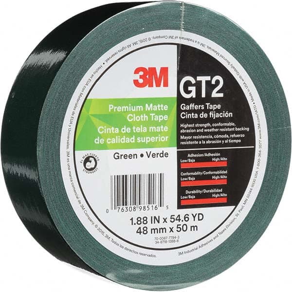 3M - 50m x 48mm x 11 mil Green Cotton Cloth Gaffers Tape - Makers Industrial Supply