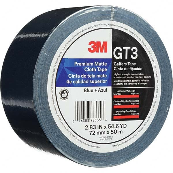 3M - 50m x 72mm x 11 mil Blue Cotton Cloth Gaffers Tape - Makers Industrial Supply