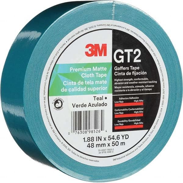 3M - 50m x 48mm x 11 mil Teal Cotton Cloth Gaffers Tape - Makers Industrial Supply