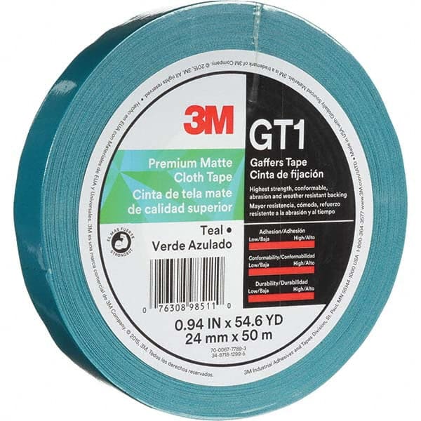 3M - 50m x 24mm x 11 mil Teal Cotton Cloth Gaffers Tape - Makers Industrial Supply