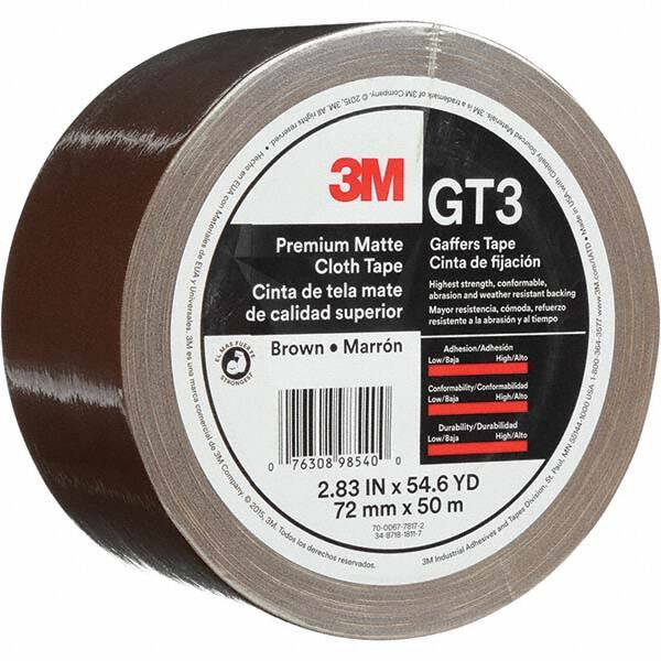 3M - 50m x 72mm x 11 mil Brown Cotton Cloth Gaffers Tape - Makers Industrial Supply