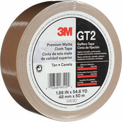 3M - 50m x 48mm x 11 mil Tan Cotton Cloth Gaffers Tape - Makers Industrial Supply