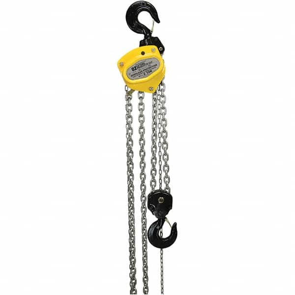 OZ Lifting Products - 10,000 Lb Capacity, 30' Lift Height, Manual Chain Hoist with Overload Protection - Makers Industrial Supply