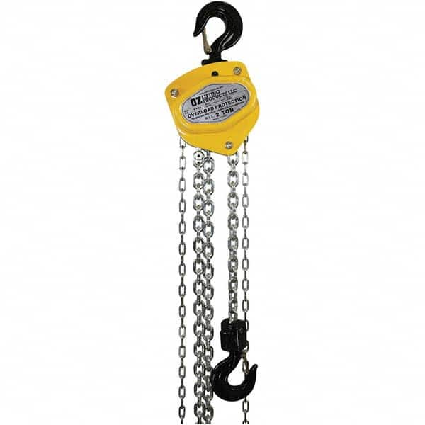 OZ Lifting Products - 4,000 Lb Capacity, 20' Lift Height, Manual Chain Hoist with Overload Protection - Makers Industrial Supply