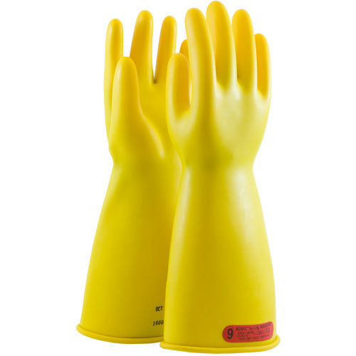 ‎170-0-14/7 - Novax - Natural Rubber Insulating Glove - Class 0 - 14″ - Yellow - Straight Cuff - Exact Industrial Supply