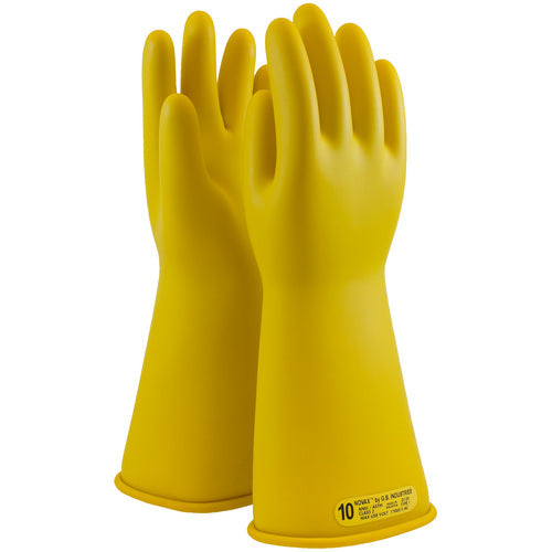 ‎170-2-14/9 - Novax - Natural Rubber Insulating Glove - Class 2 - 14″ - Yellow - Straight Cuff - Exact Industrial Supply