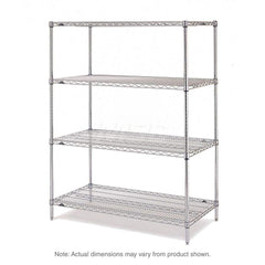 Wire Shelving: 4 Shelves 60″ Wide, 18″ Deep, 74″ High