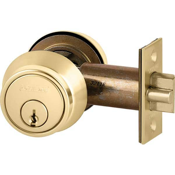 Schlage - Deadbolts Type: Deadlocking Latch Door Thickness Range: 1-1/2-1-3/4 - Makers Industrial Supply