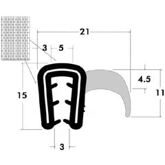 Fairchild Industries - Automotive Replacement Parts; Type: Trim Seal ; Application: Trim Seal, Sponge Bulb and Dense Rubber with Flexible Segmented Steel Core, .09"-.12", Black, 25 ft. - Exact Industrial Supply