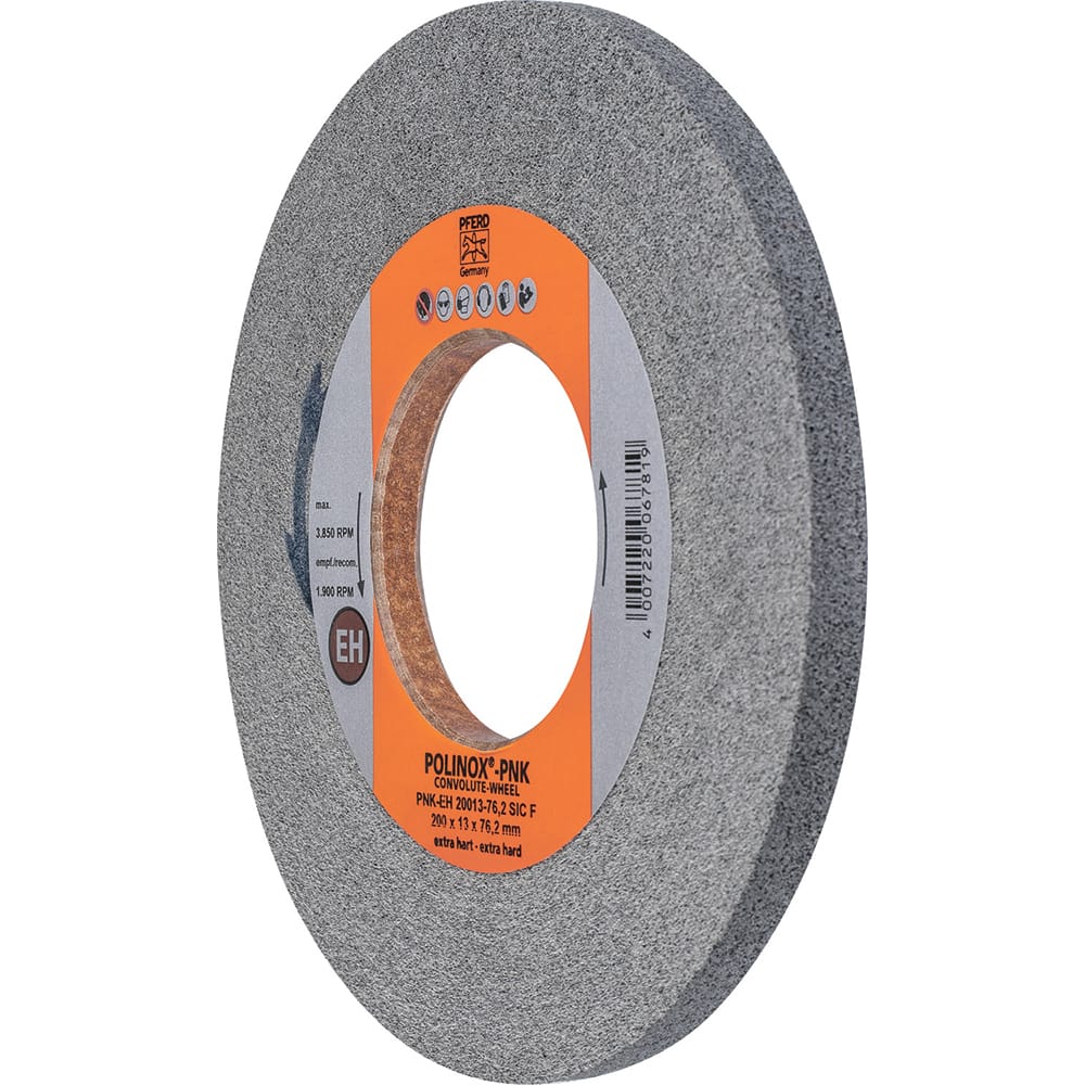 PFERD - Deburring Wheels; Wheel Type: Convolute ; Wheel Diameter (Inch): 8 ; Center Hole Size (Inch): 3 ; Abrasive Material: Silicon Carbide ; Grade: Fine ; Density Grade: Extra Hard - Exact Industrial Supply