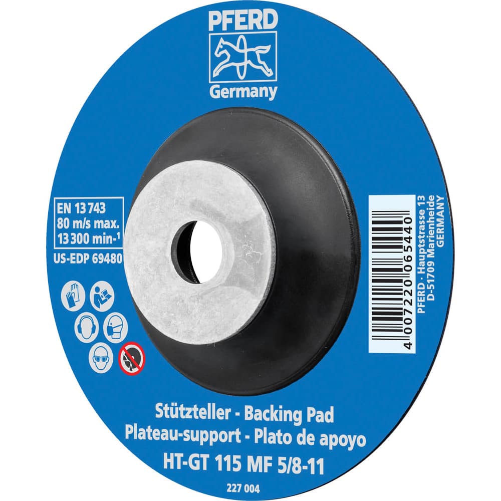 PFERD - Disc Backing Pads; Backing Pad Type: Disc Backing Pad ; Pad Diameter (Inch): 4-1/2 ; Maximum RPM: 13300.000 ; Thread Size: 5/8-11 ; Density: Flexible - Exact Industrial Supply