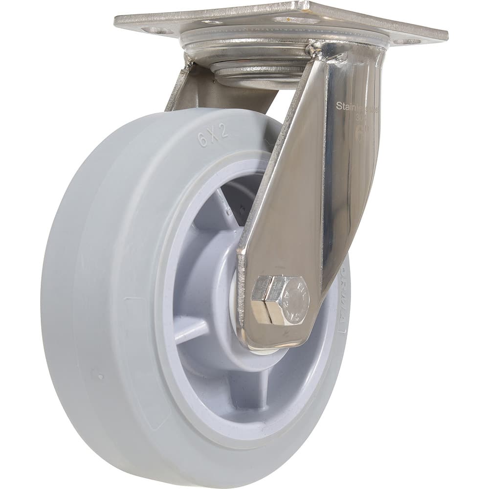 Vestil - Standard Casters; Mount: With Holes ; Style: Swivel ; Wheel Diameter: 6 (Inch); Wheel Width: 2 (Inch); Overall Height (Inch): 7-1/2 ; Load Capacity (Lb.): 600.000 - Exact Industrial Supply